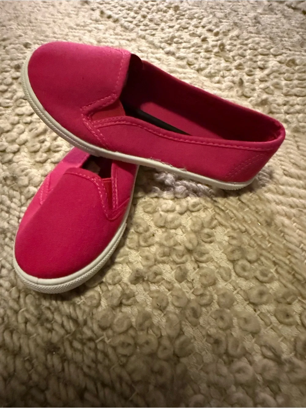 Kids Canvas Slip-On Sneakers pink fuchsia 12.5 13 little girls new unbranded